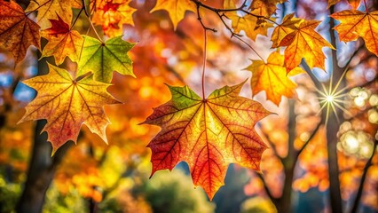 Obraz premium Stunning Candid Photography of Sycamore Leaves in Autumn Colors