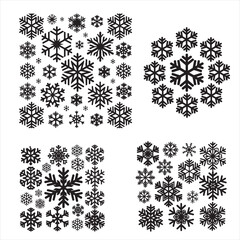 set of vector snowflake silhouette