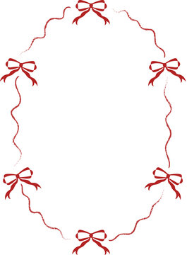 Red bow and Squiggly Red Round Frame