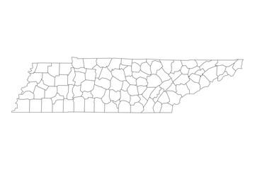 Tennessee State Outline with County Boundaries
