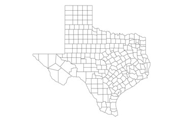 Texas State Outline with County Boundaries