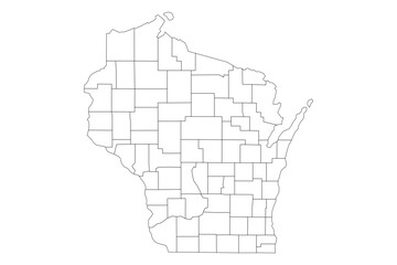 Wisconsin State Outline with County Boundaries