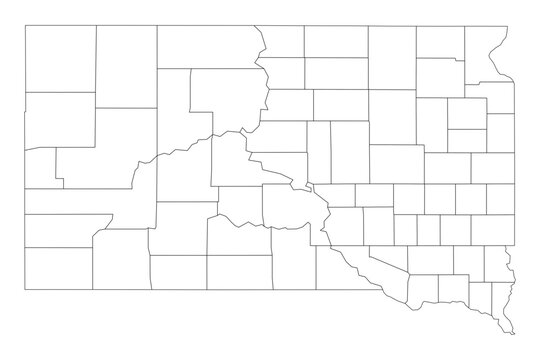 South Dakota State Outline with County Boundaries