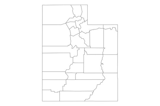 Utah State Outline with County Boundaries