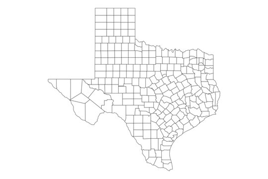 Texas State Outline with County Boundaries