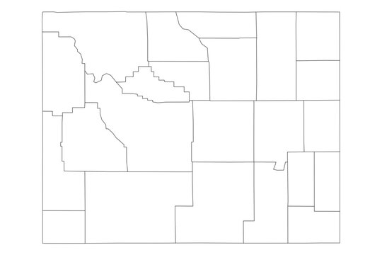 Wyoming State Outline with County Boundaries