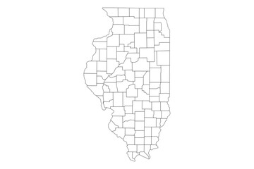 Illinois State Outline with County Boundaries