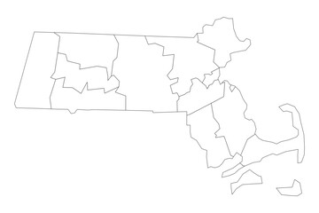 Massachusetts State Outline with County Boundaries