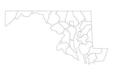 Maryland State Outline with County Boundaries