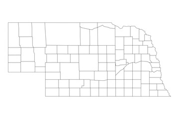 Nebraska State Outline with County Boundaries