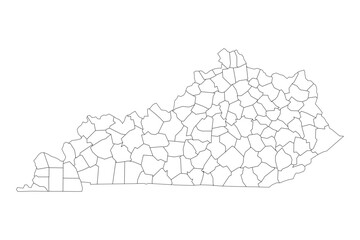 Kentucky State Outline with County Boundaries