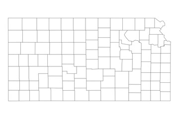 Kansas State Outline with County Boundaries