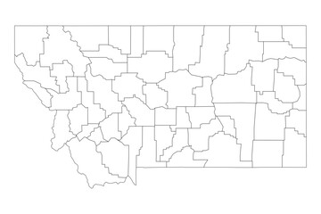 Montana State Outline with County Boundaries