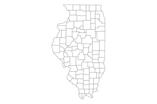 Illinois State Outline with County Boundaries