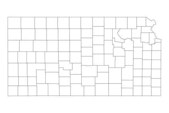 Kansas State Outline with County Boundaries