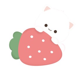 White cat and berry bliss