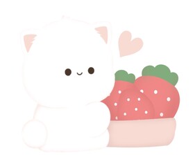 White cat and berry bliss