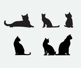 set of cats silhouettes