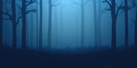 Obraz premium A mysterious forest enveloped in blue mist, creating an atmospheric and tranquil scene for nature lovers and artists.