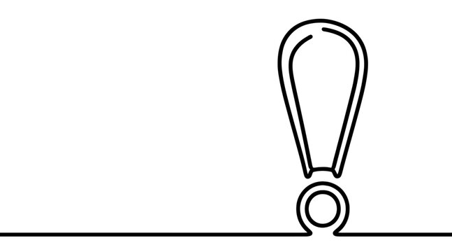 recommend clip art: Continuous linear drawing of exclamation mark. Single-line drawing of an exclamation mark. Exclamation mark in one line style. Vector illustration.