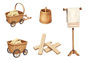 Large set of isolated farm objects illustration

