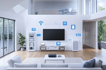 Smart Home Living Room with Integrated Devices