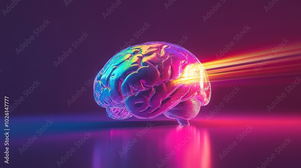 Poster a colorful brain with a light shining on it