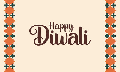 Happy Diwali text. Greeting card or holiday banner. Vector illustration.