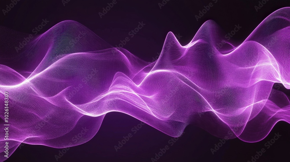 Poster elegant purple sound wave pattern with smooth, undulating lines. perfect for creating a modern and a