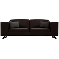 3d render black sofa home decor with transparent background
