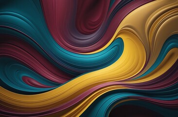 Abstract Fluid Composition with MidnightBlue, Cyan, Maroon, Gold, and Goldenrod Overlapping Shapes