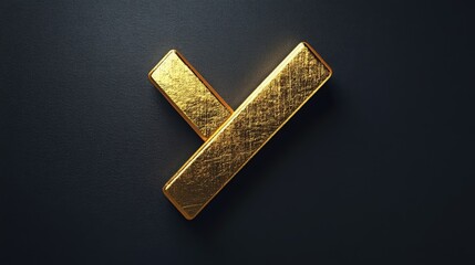 Elegant shiny gold tick mark, representing approval or correct selection. The gold texture adds a premium touch against a simple backdrop