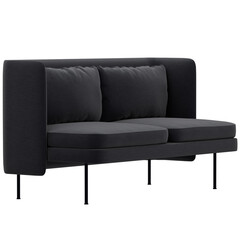 3d render black sofa home decor with transparent background