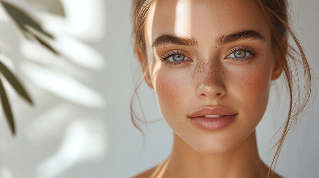 A glowing portrait of a woman with flawless skin, her radiant complexion enhanced by soft natural light, evoking the elegance and effectiveness of her skincare routine.