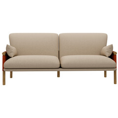 3d render beige sofa home decor with transparent background