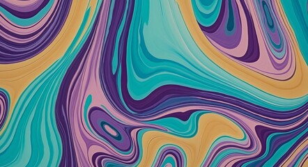 Obraz premium Bold Abstract Pattern with MediumPurple, Cyan, and Tan Organic Shapes