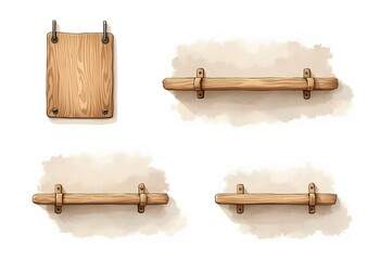 Naklejka premium Set of bookshelves with different colourful books isolated on white 