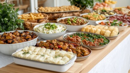 Obraz premium close-up of a festive table filled with delicious dishes, inviting presentation, colorful spread