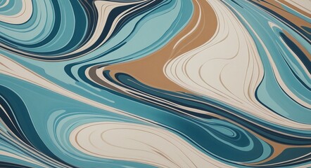 Bold Abstract Pattern with LightSteelBlue, Cyan, and Tan Organic Shapes