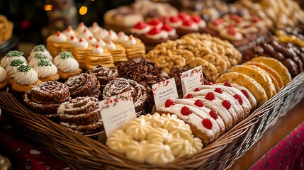 Fototapeta premium Beautifully Arranged Gift Basket of Assorted Treats