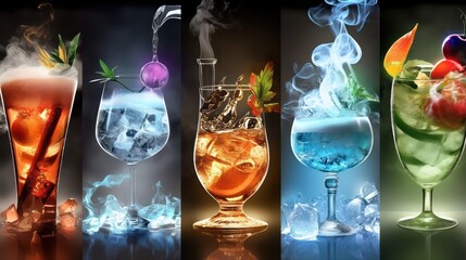 Molecular cocktail techniques transforming drinks with foams, mists, and edible spheres.
