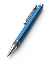 A ballpoint pen with a cap, isolated on white background. 