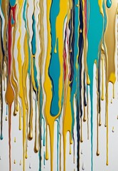 Vibrant Abstract Design with Dripping Shapes and BlanchedAlmond, Cyan, LightCyan, Gold, Goldenrod, silver, and Metallic Gold