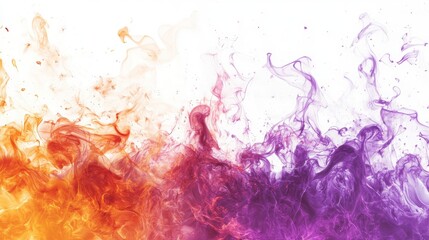 Elegant white backdrop with intense purple and orange flames, delivering a powerful and visually captivating effect