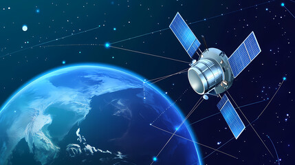 Global satellite internet communications concept vector image