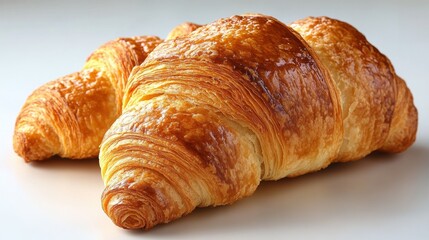 A freshly baked croissant, isolated on white background. 
