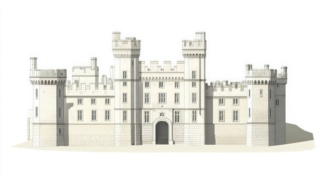 Elegant white background featuring Leeds Castle architectural design, highlighting the majestic features of its castle building