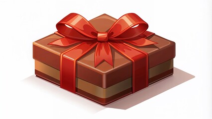 Chocolate gift box with red bow, festive design, Valentine's Day gift