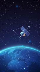 Global satellite internet communications concept vector image