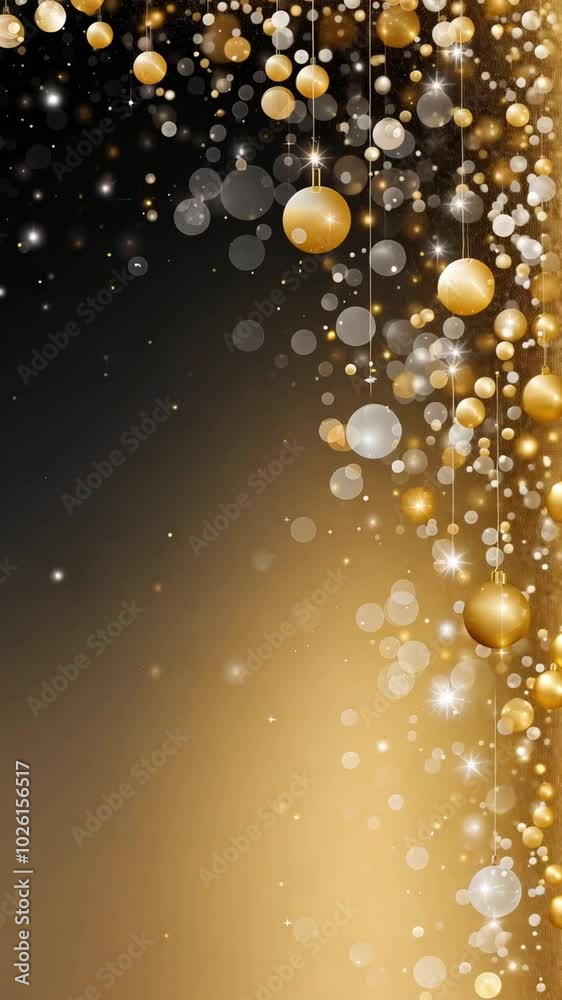 Wall mural golden glitter sparkling on a surface with a golden bokeh effect background, creating a luxurious an